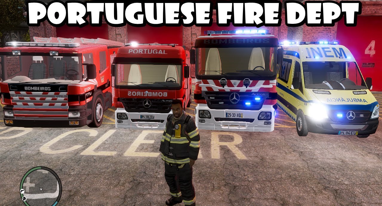 GTA IV - Portuguese Fire Dept responding to a warehouse fire / Bombeiros Portugueses