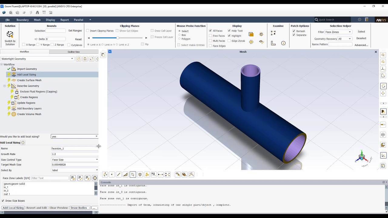Введение в Fluent Meshing — рабочий процесс Watertight Geometry — ANSYS 2020 R1