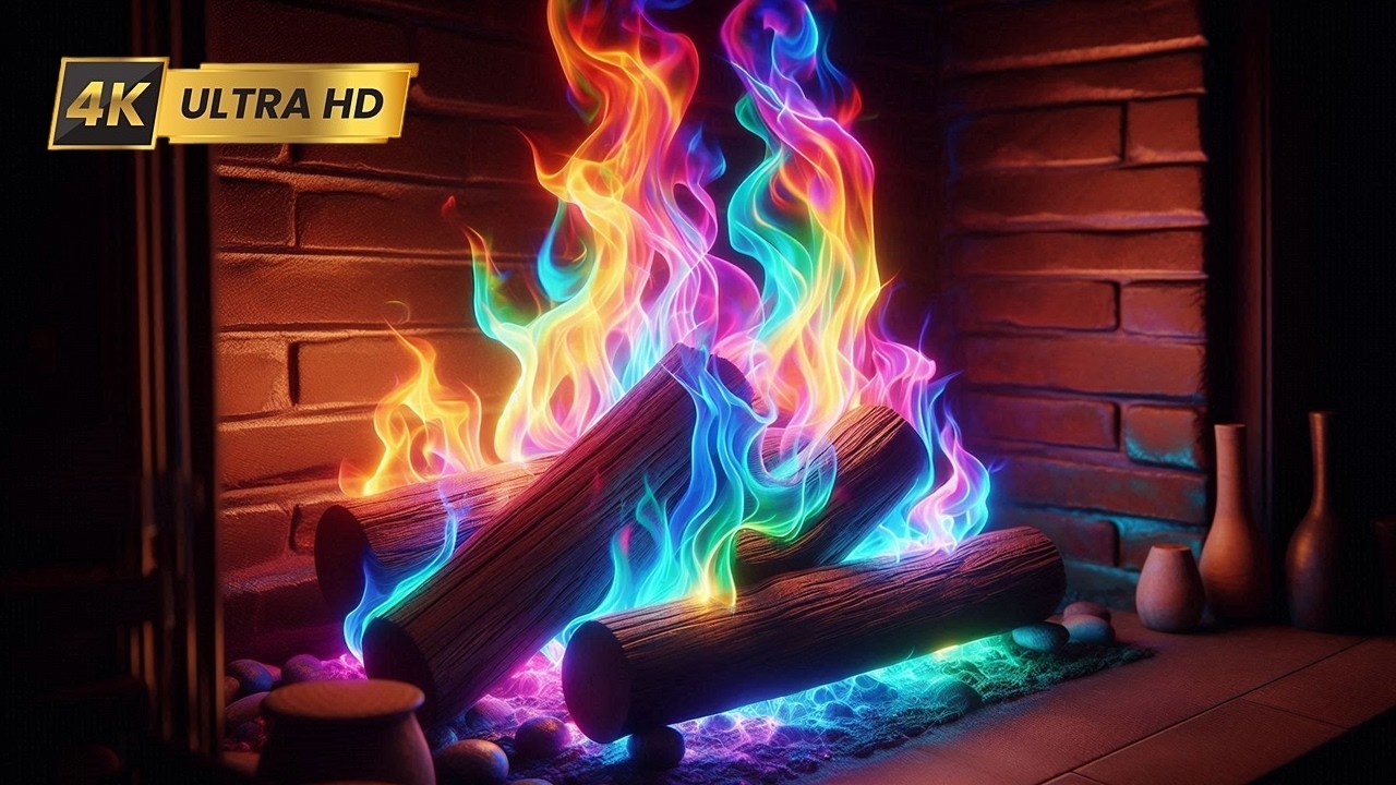 🔥 This Rainbow Fireplace Instantly Melts Stress 🔥 12 Hours of Cozy Fire Sounds (No Music)