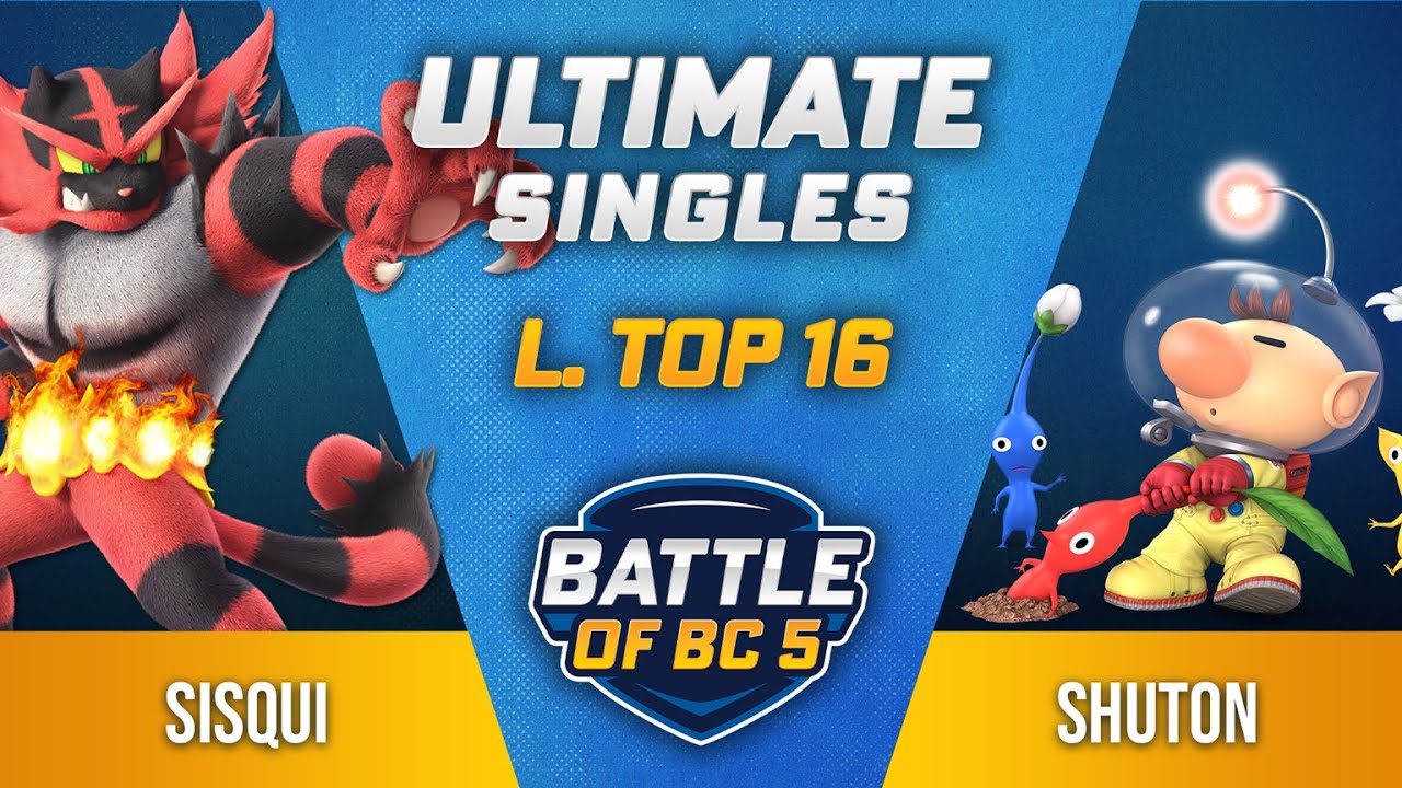 Sisqui (Incineroar, Samus) vs Shuton (Olimar) - Ultimate Singles Losers Top 16 - Battle of BC 5