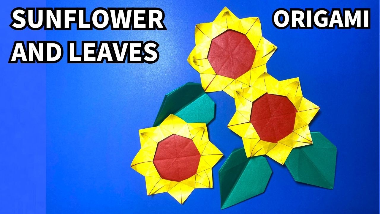 How to make an easy origami sunflower and leaves 2