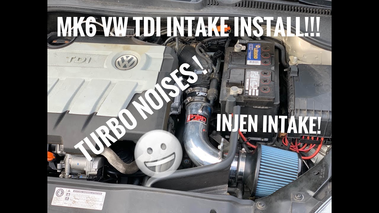 MK6 VW TDI COLD AIR INTAKE INSTALL! ( STOCK VS INJEN INTAKE COMPARISON! )
