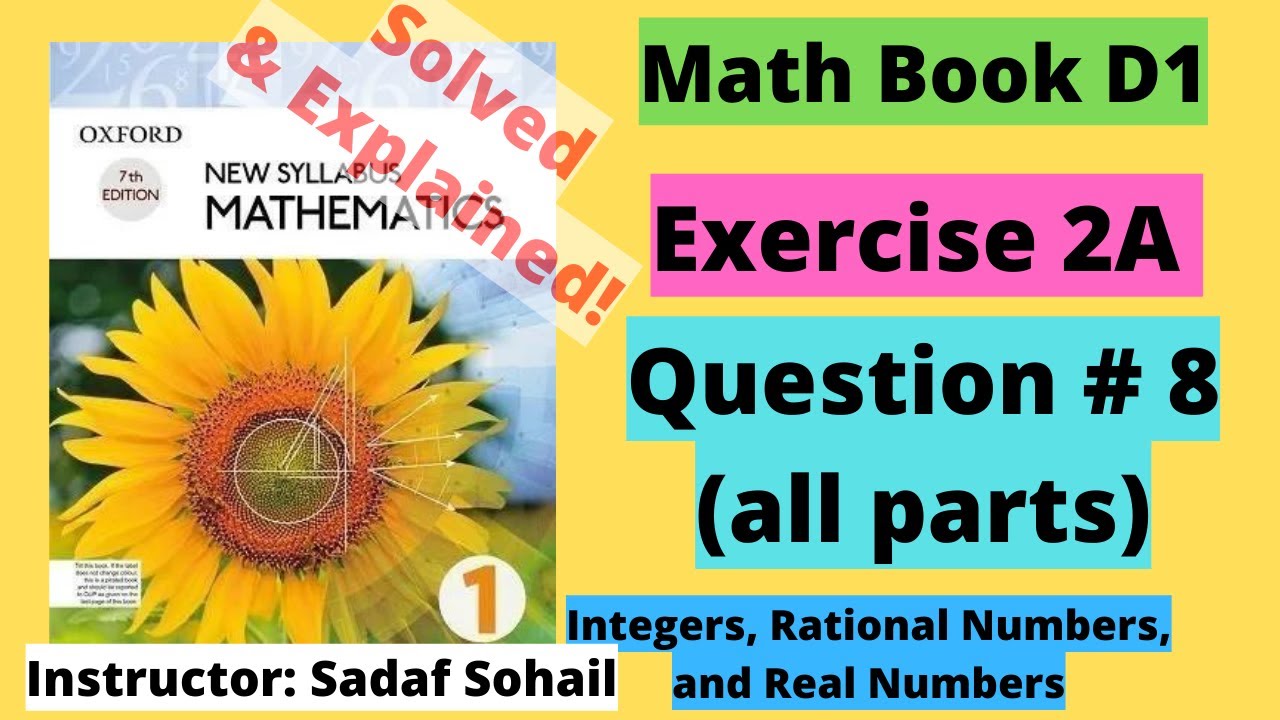 Exercise 2A | Question # 8 | Number Line | Chapter # 2 | Book D1 - New Syllabus Mathematics