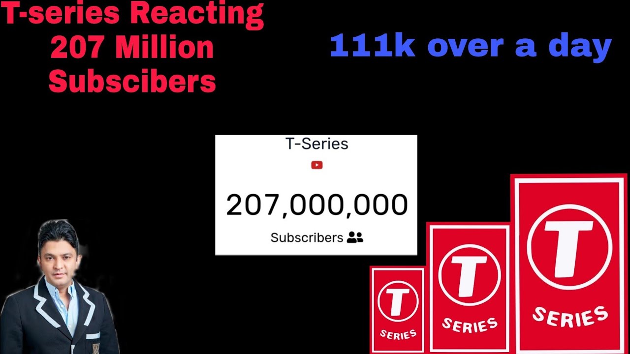 T-series Reacting 207 Million Subscibers | 111k Subscibers a day | Fastest Growing Channel