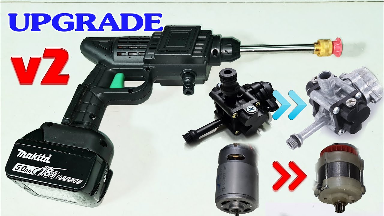 v2 Powerful - Upgrade Cordless Pressure Washer Gun 5$ - Brusless motor, Full Metal gear