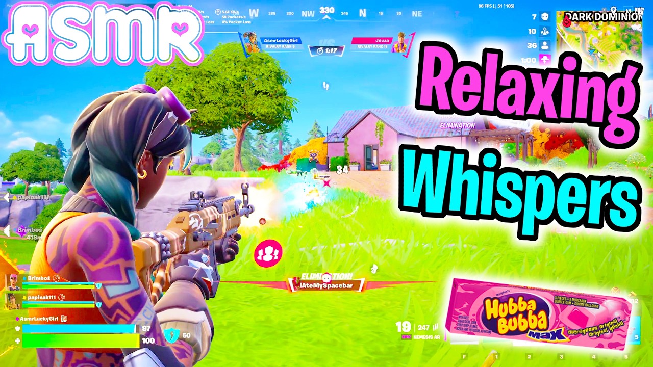 ASMR Gaming 🍀 Fortnite Relaxing Whispers Cozy Gum Chewing + Controller Sounds 🎧
