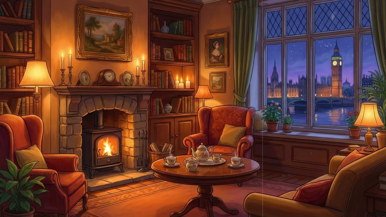 Vintage Jazz in a Cozy Snowy 1950s London City and It’s a Warm Winter Night
