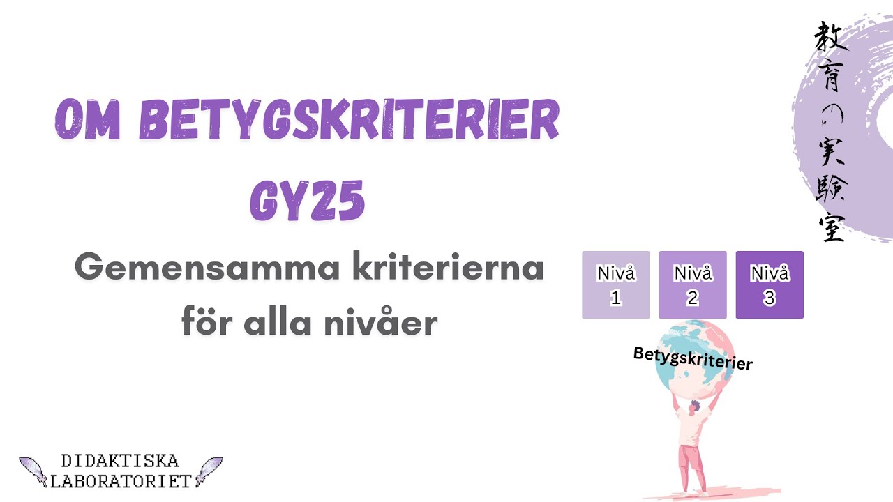 Om betygskriterier GY25 - gemensamma betygskriterierna för alla nivåer