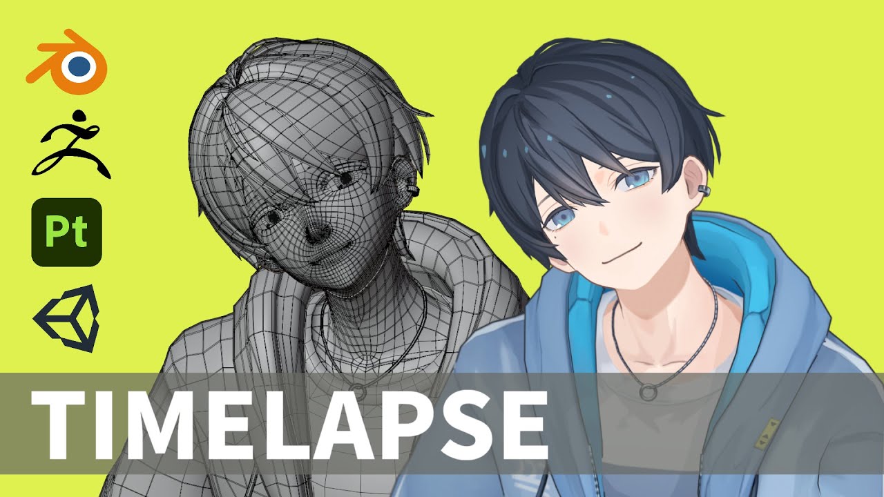 【タイムラプス】キャラクターモデリング / Character Modeling Timelapse【Blender/Zbrush/Substance Painter/Unity】