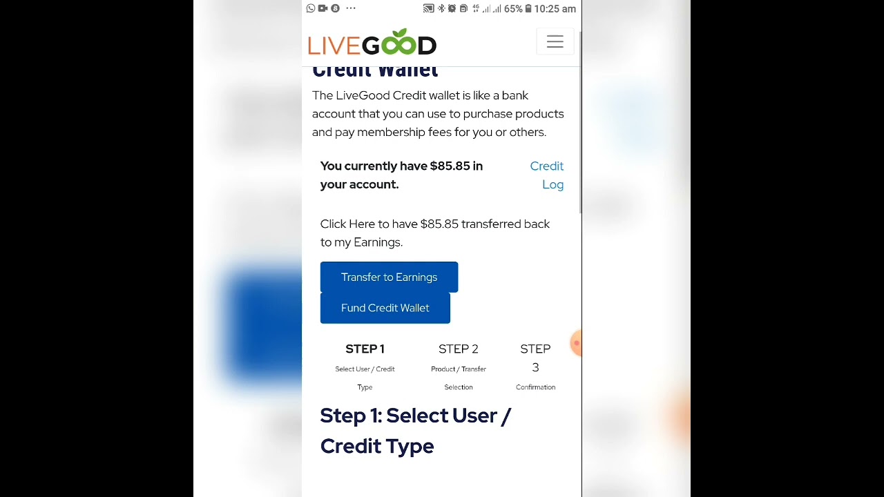 How To Pay For Monthly Membership On LiveGood Using Your Credit Wallet