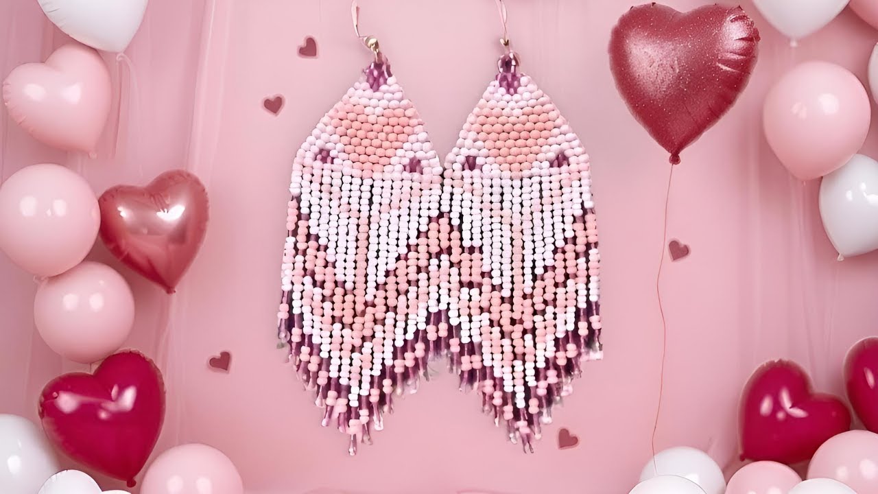 How to Make Fringe Heart Earrings | Beaded Tutorial (Beginner Friendly) ❤️