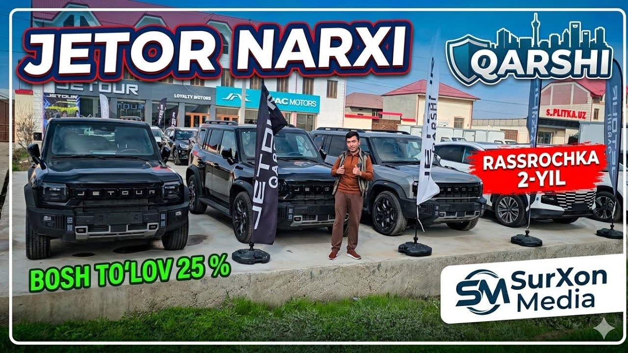 Jetour Qarshi Rassrochka Endi Yangi Mashina Minamiz Bosh To'lov 25 %  Qashqadaryo Jetour Avtosaloni 