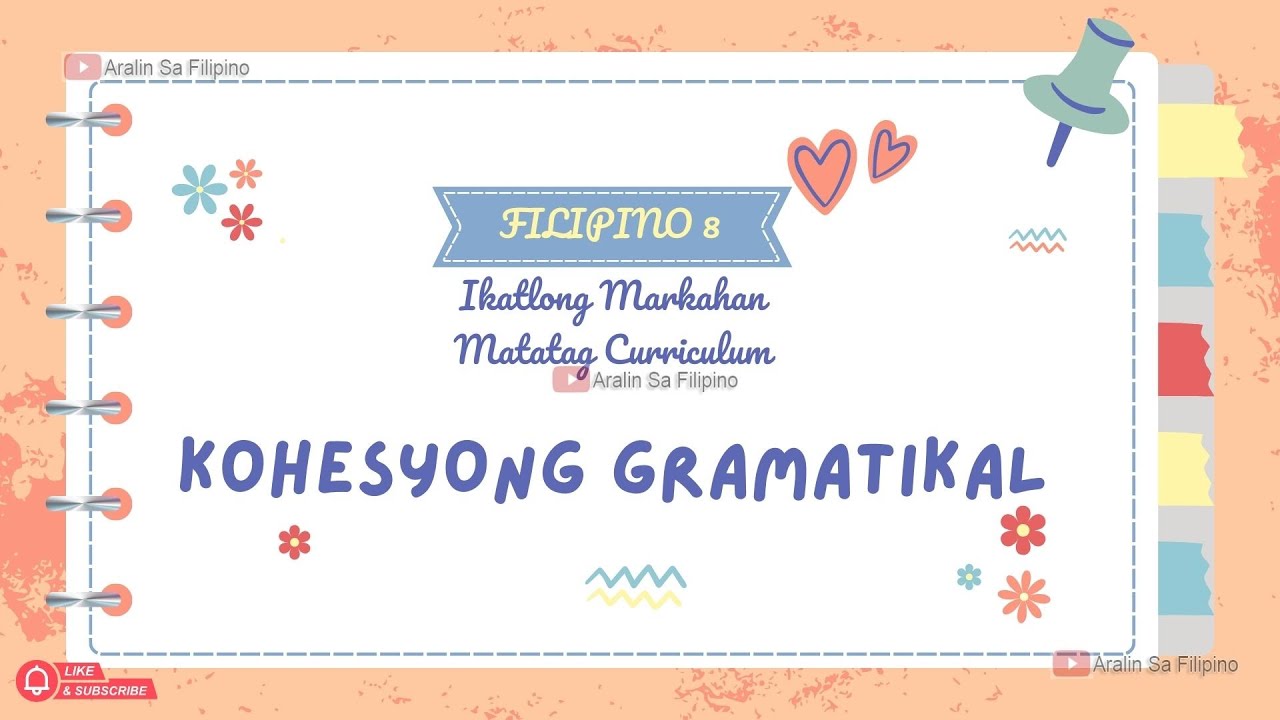 KOHESYONG GRAMATIKAL| URI NG KOHESYONG GRAMATIKAL| FILIPINO 8-3RD GRADING| ARALIN SA FILIPINO