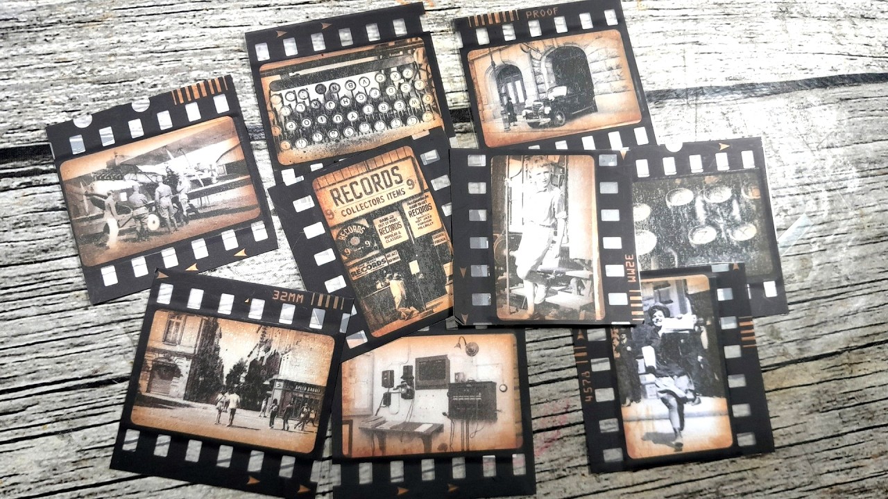 Vintage Film Frames with PET Tape and Old Photos [Ephemera Tutorial, Junk Journal Embellishments]