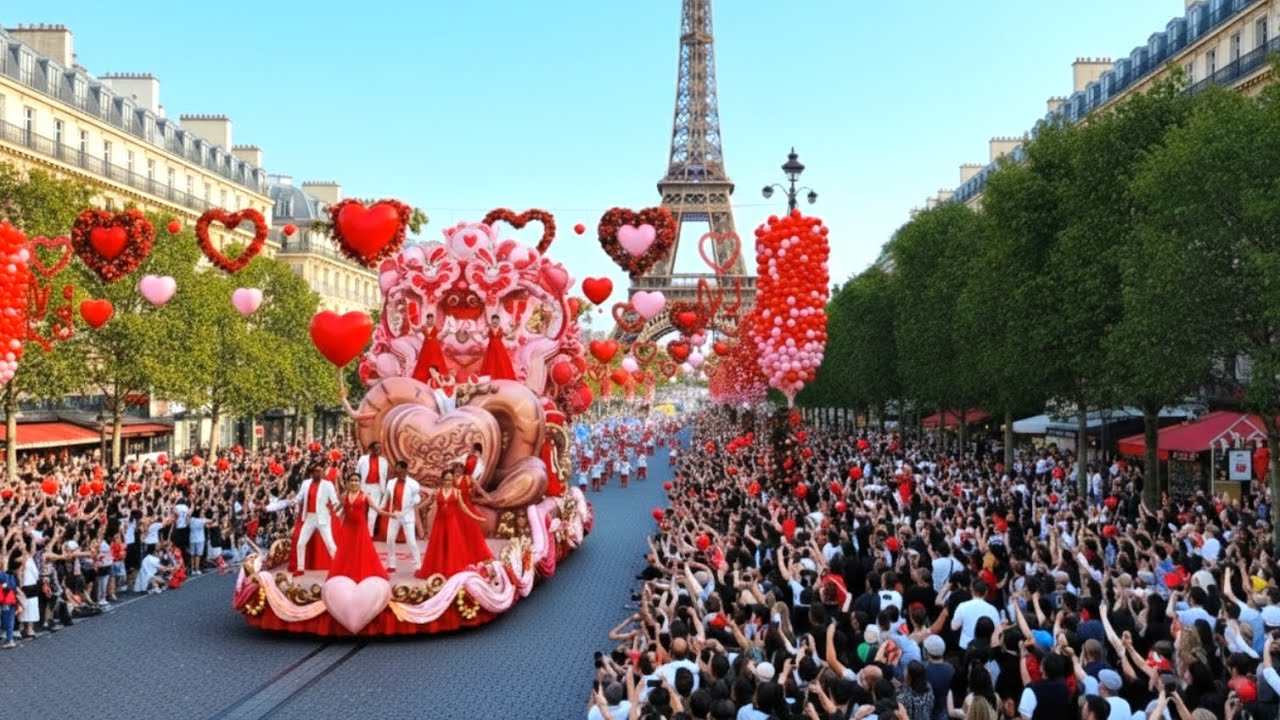Valentine’s Day in Paris at Eiffel Tower 2026 | Giant Hearts & World’s Biggest Love Celebration 🎉❤️