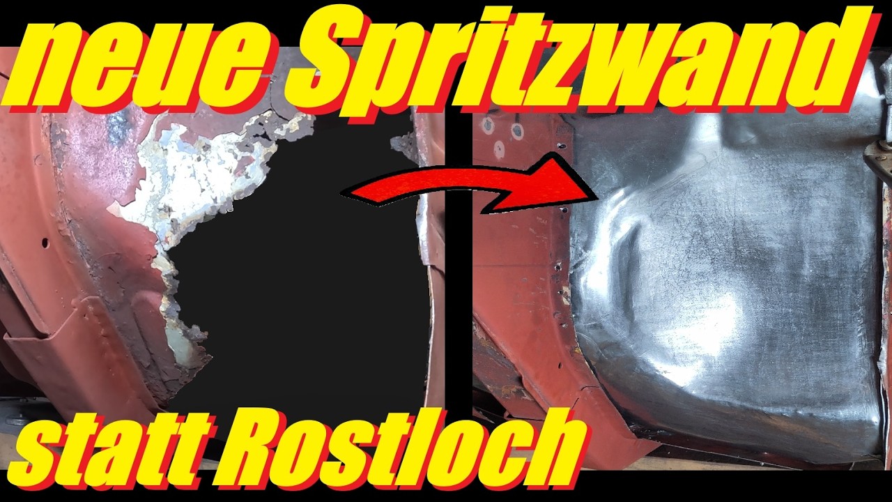 Mega Rostloch mit ein bisschen Auto drumherum - die Spritzwand muss neu!