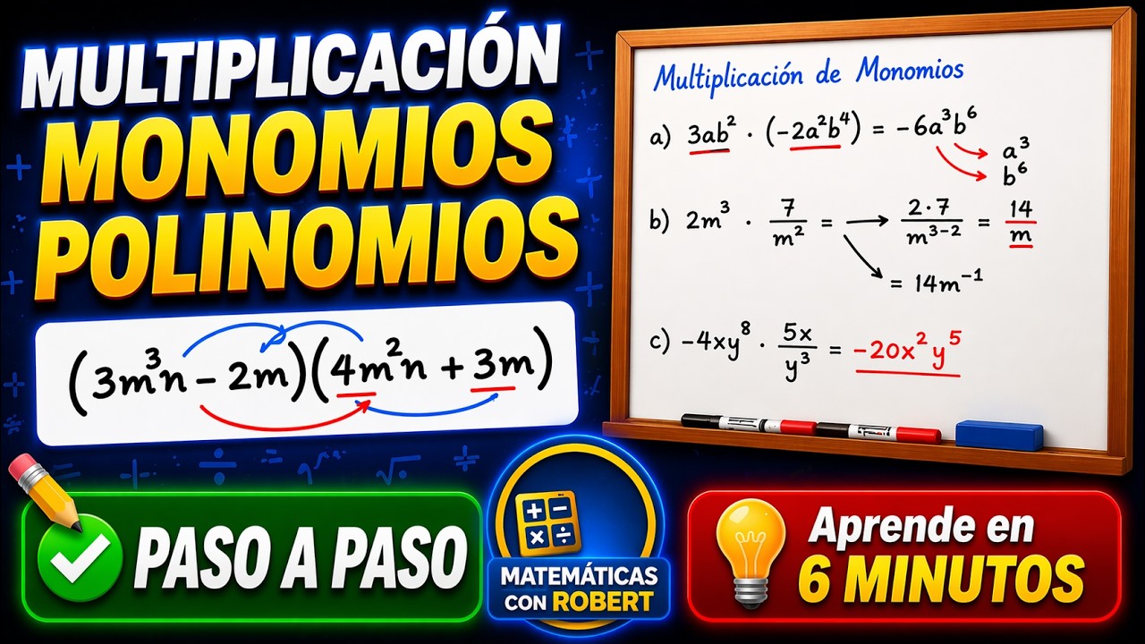 MULTIPLICACIÓN DE MONOMIOS Y POLINOMIOS  🔢RESUELTO PASO A PASO