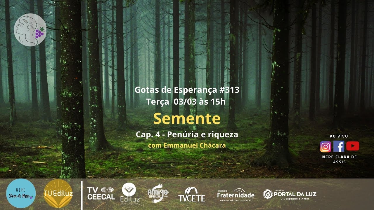 Gotas de Esperança #313 - Semente: cap. 4 - Penúria e riqueza | NEPE Clara de Assis