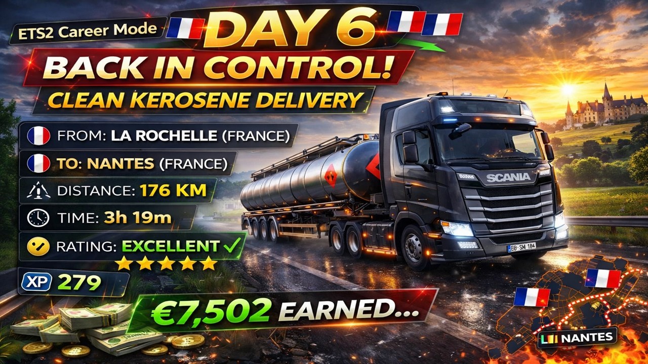 ETS2 Career Mode – Day 6 | Back in Control! Clean Kerosene Delivery 🇫🇷🔥