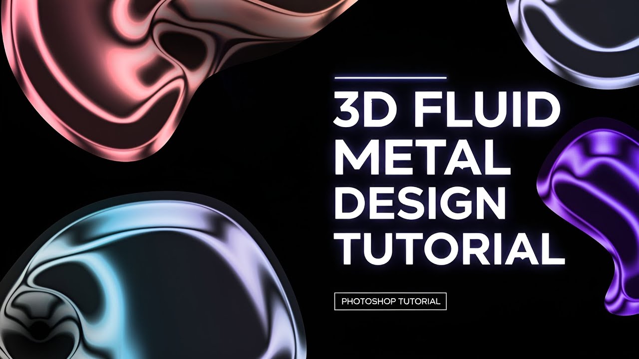 3D Fluid Metal Design Tutorial | Abstract Liquid Shape Effect in Photoshop  |  🤯-Micro Design Lab