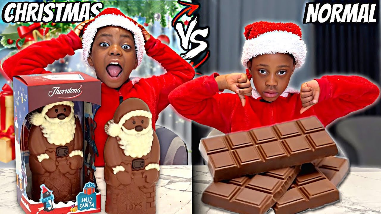 Eating REAL vs CHRISTMAS Food🎅🏾🎄 Challenge!| Sasha&Asher