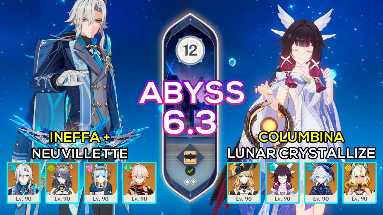 C0 Columbina Lunar Crystallize & C0 Ineffa + C0 Neuvillette | Spiral Abyss 12 | 6.3 Genshin Impact