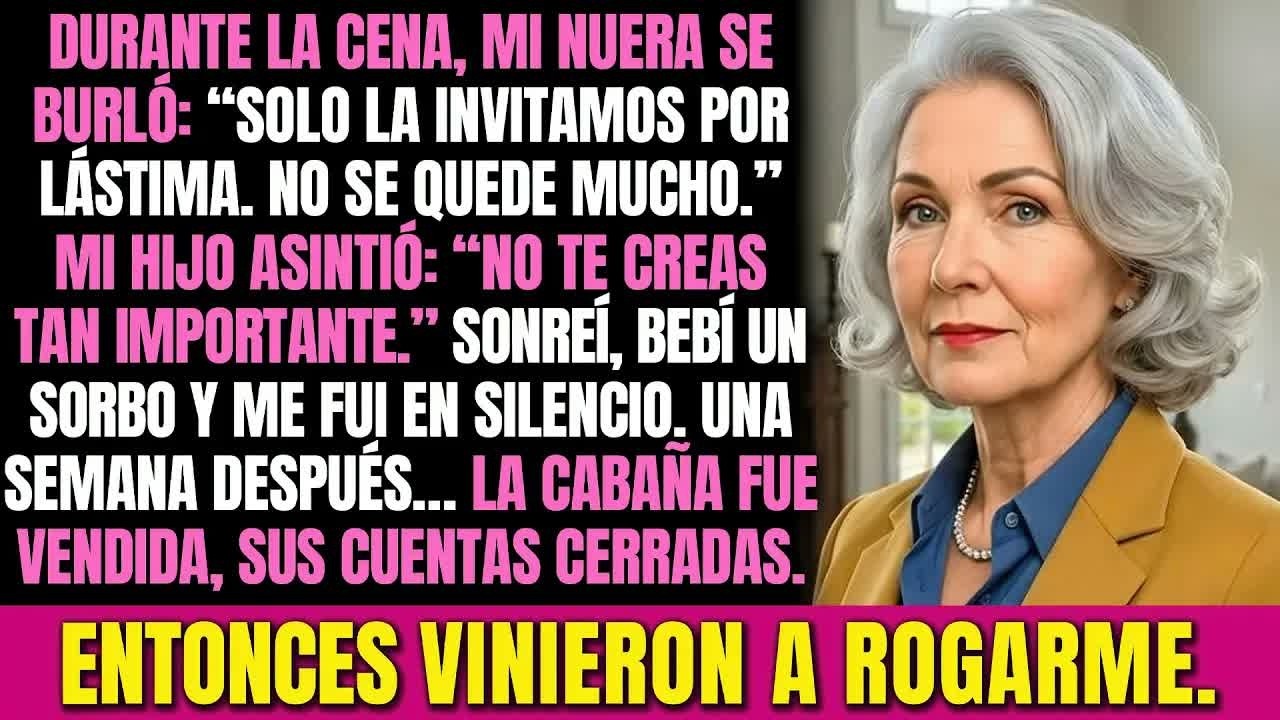 Mi nuera me invitó a cenar solo por “lástima”. Mi hijo aceptó. Una semana después, vinieron a supli…