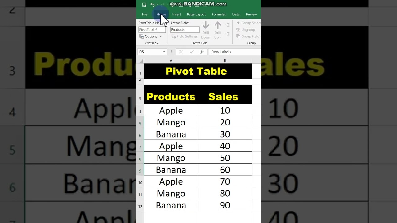 how to create a pivot table in MS excel