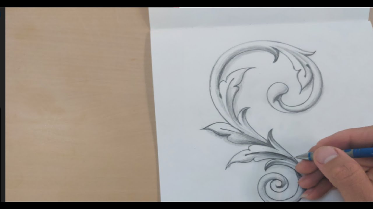 تعلم رسم الزخرفة للمبتدئين how to draw ornament الفيديو الأول الزخرفة الرومانية (acanthus leaf)اكنثس