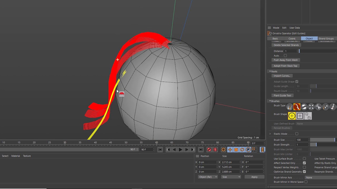 Ornatrix Cinema 4D - Hair from mesh strips and Strips back to guides - 4