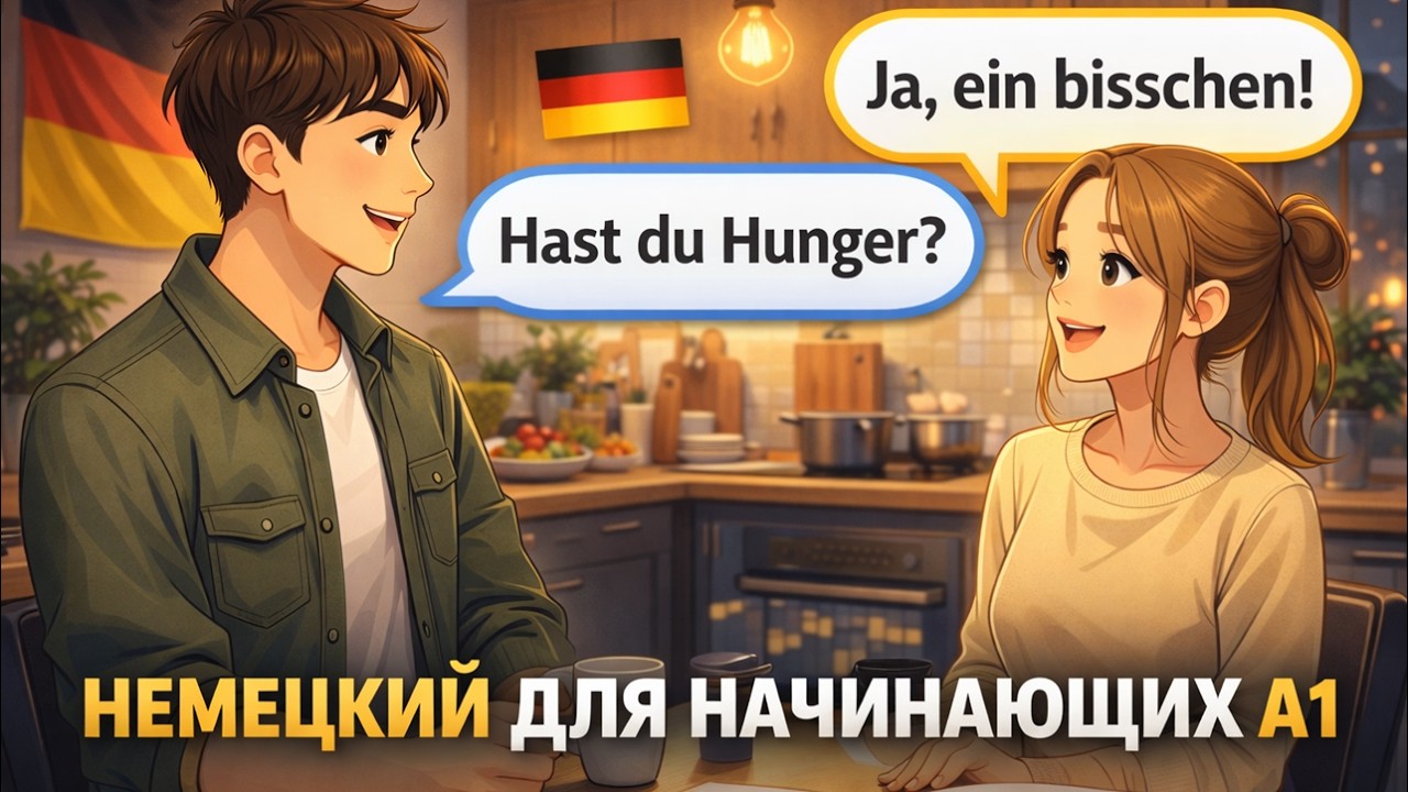 Немецкий язык A1 — 5 простых диалогов дома.  Учим немецкий через реальные разговоры.