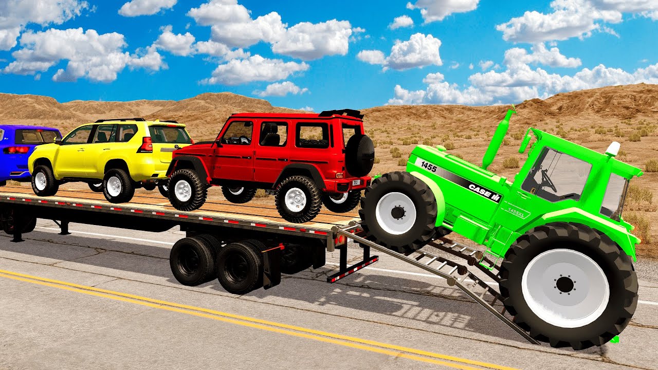 Flatbed Truck Mcqueen | Transportation with Truck - Pothole vs Car #29 - BeamNG.Drive