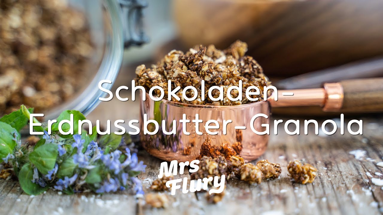 Schoko Erdnussbutter Granola - 5 Zutaten Knuspermüesli ohne Zucker