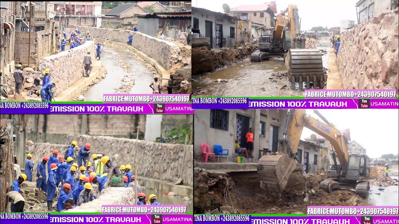 100%TRAVAUX CONSTRUCTION DE MÛR DE SOUTÈNEMENT DANS LA COMMUNE DE  LEMBA MATETE VERS RIVIÈRE NGILIMA