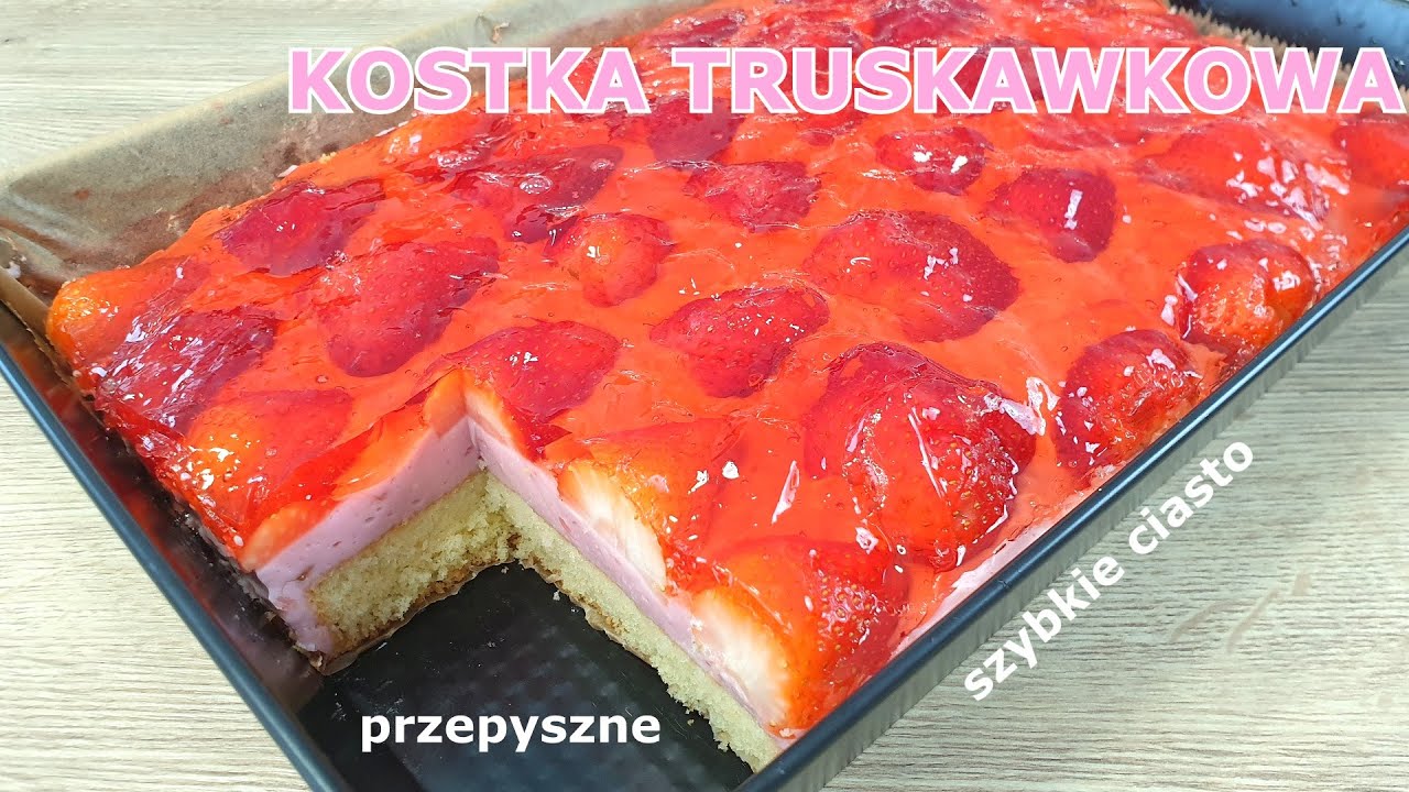 Truskawkowy JOGURTOWIEC - szybkie i przepyszne lekkie ciasto - kostka truskawkowa 🍓 Sprint Cooking