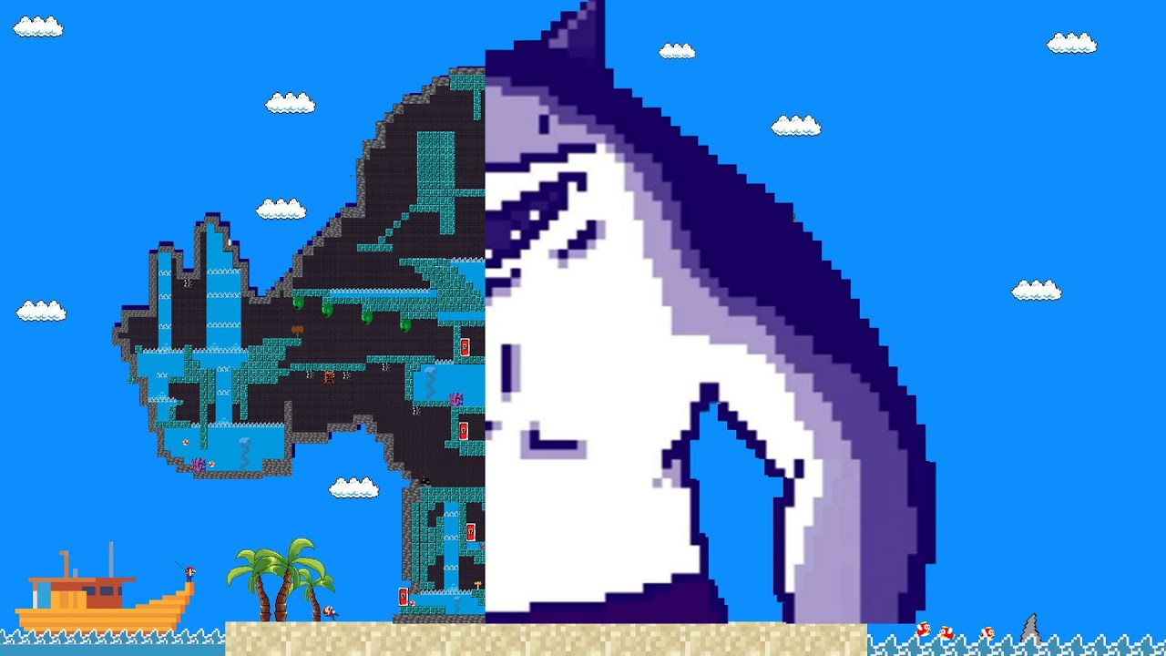 Mario Vs the GIANT KING SHARK maze (The Suicide Squad 2021) | Pacman Parody