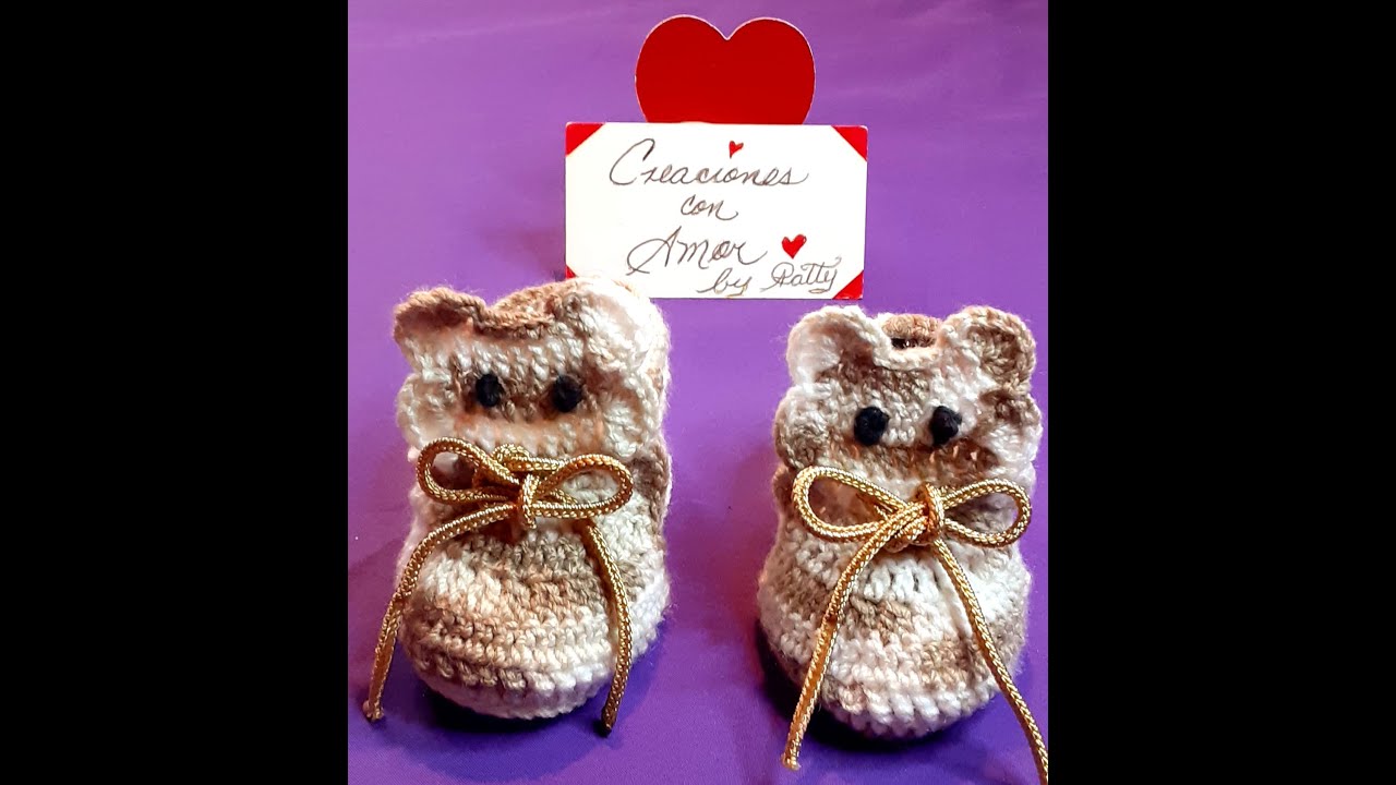 Zapatitos de ositos a crochet para bebes de 0 a 3 meses