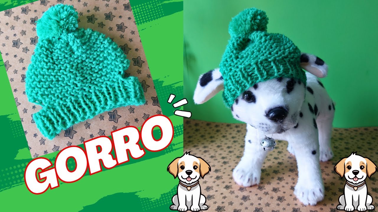 GORRO para Perritos 🐕 tejido a DOS AGUJAS o PALITOS. Pequeños o medianos.