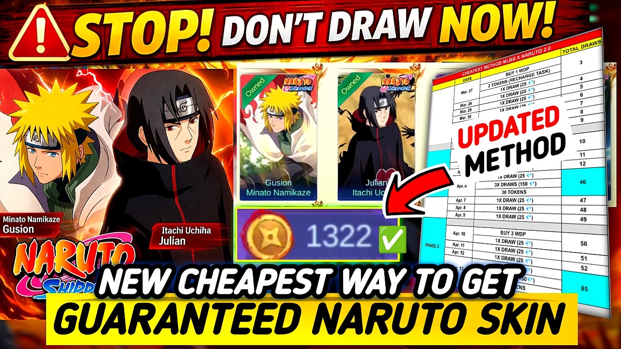 UPDATED !! NEW DRAW METHOD TO GET ITACHI/MINATO SKIN | MLBB X NARUTO PHASE 2 (2026)!