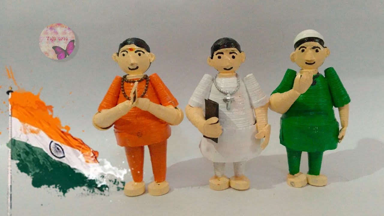 Hindu, christian and muslim quilling dolls 