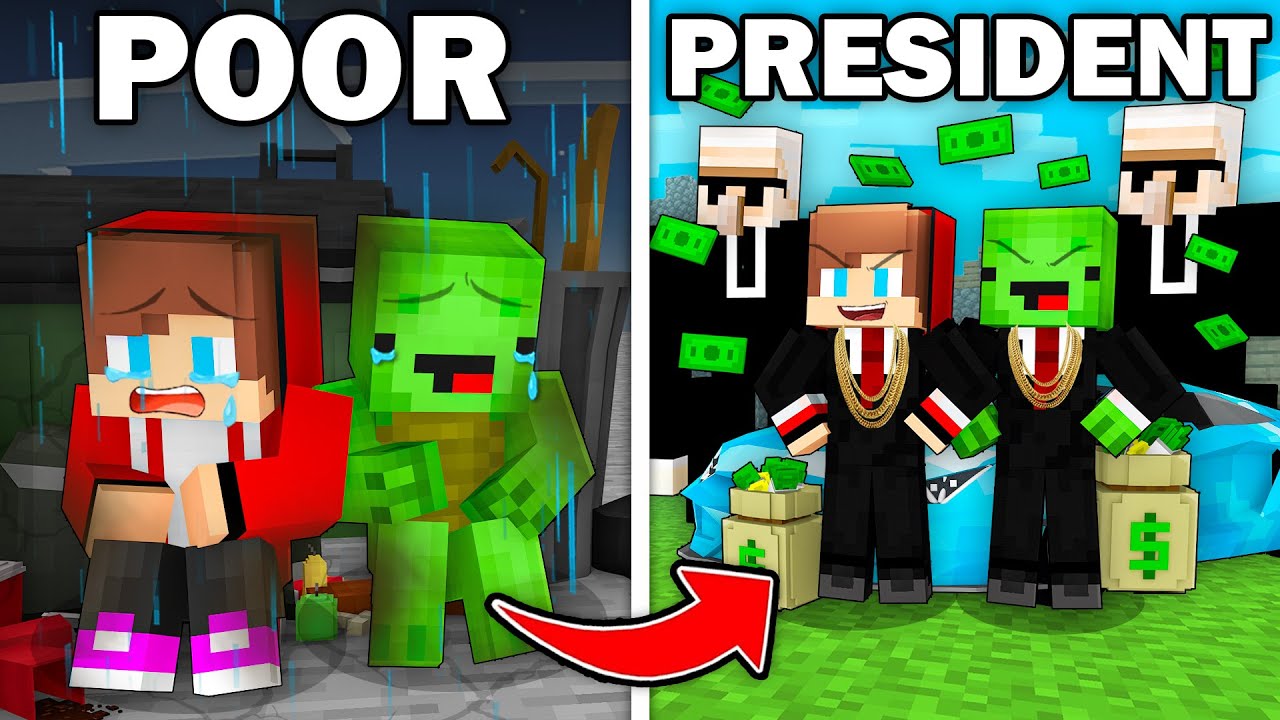 How Mikey and JJ Got From POOR To PRESIDENT in Minecraft - Maizen