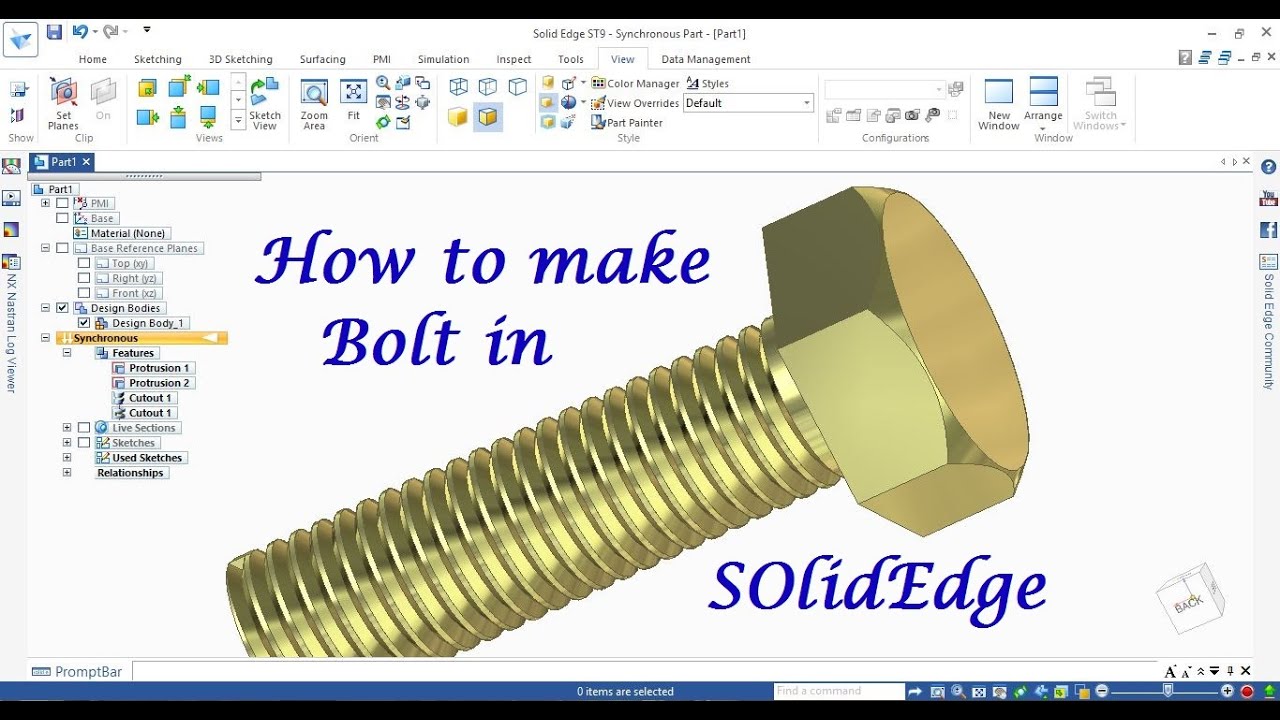 Bolt Make in SolidEdge || Bolt || Sweep Use in SolidEdge || SolidEge Tutorial