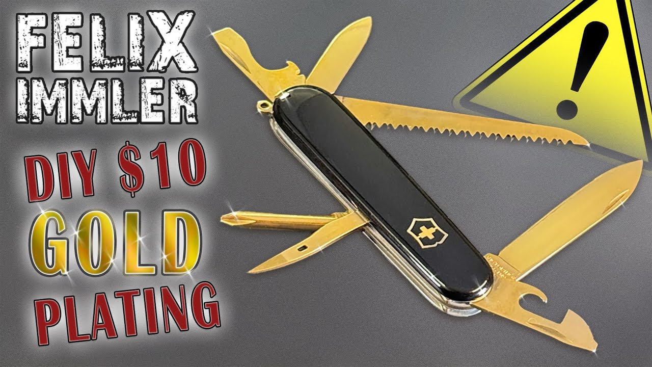 Gold-Plating a Swiss Army Knife at Home for $10 – Insanely easy with a 9V Battery!