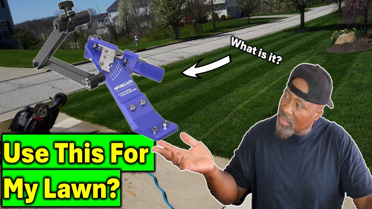 Lawnmower Blade Sharpener With An Adjustable Guide That Creates The Perfect Angle.