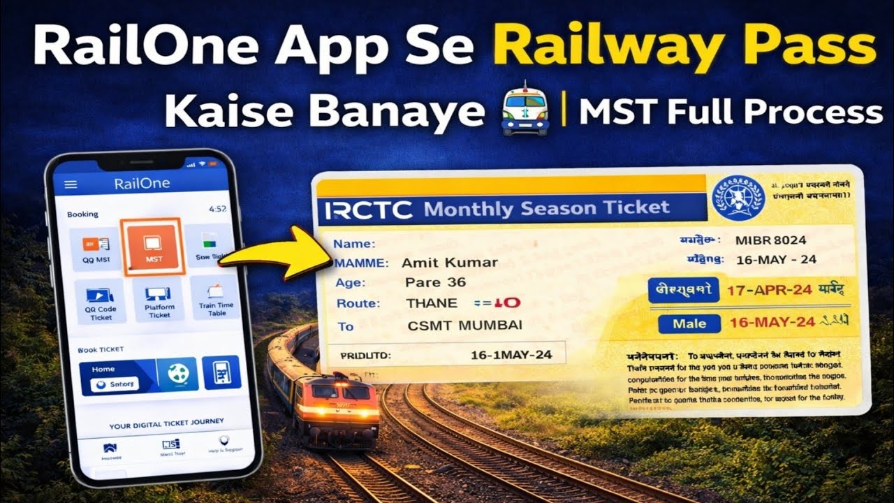 RailOne App Se Railway Pass Kaise Banaye 🚆 | MST Full Process
