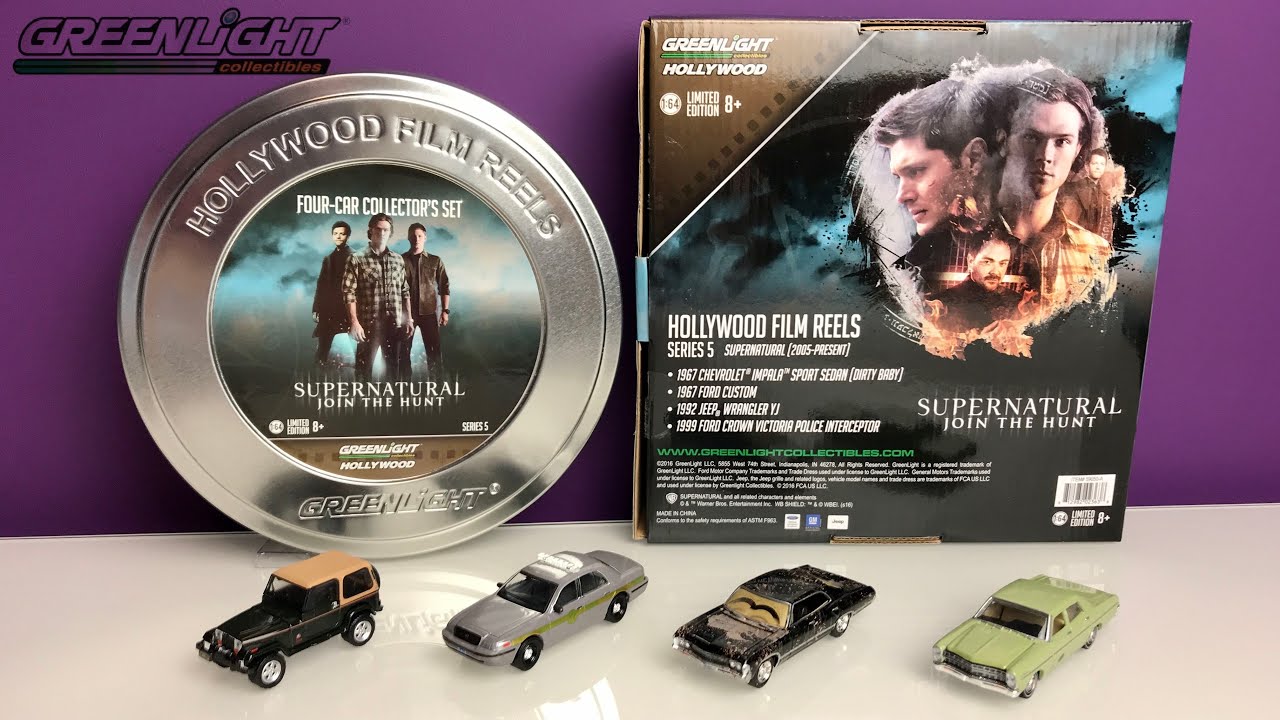 1:64 Supernatural - Greenlight Hollywood (Impala, Ford Custom, Jeep, Crown Vic)