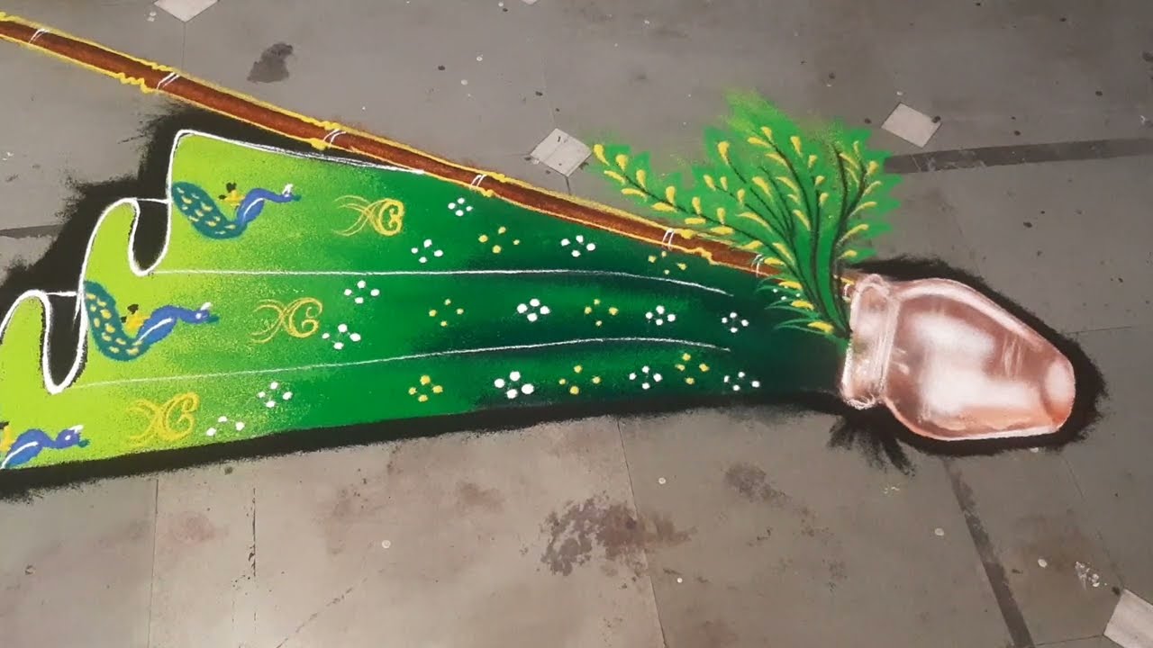 full rangoli | gudhi Padwa rangoli | gudhi rangoli 2022 | new style launch in rangoli | padwa rangol