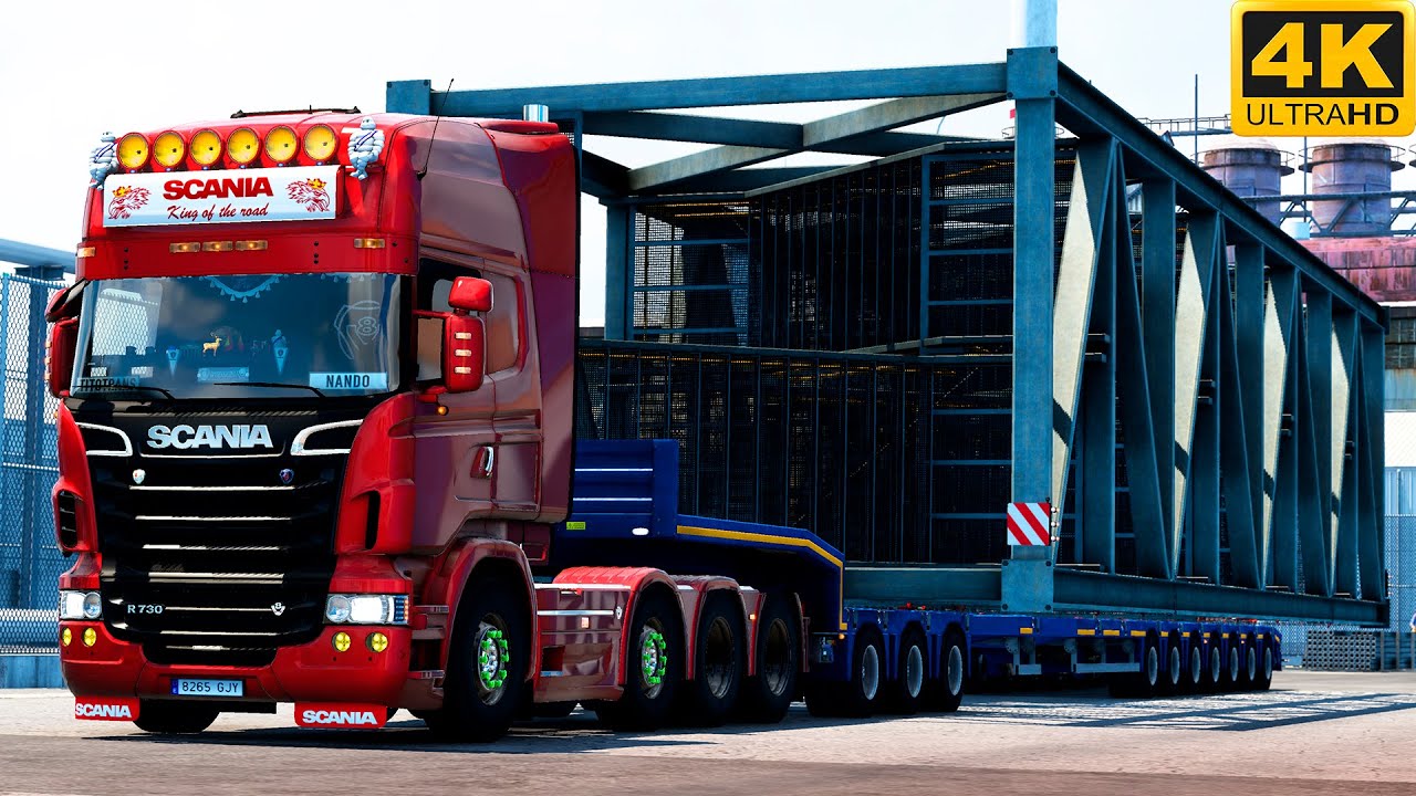 [G29] ETS2 (4K 60FPS) | SCANIA R730 V8 (open pipe) | MADRID 🇪🇸 - PUERTOLLANO 🇪🇸 | SPECIAL TRANSPORT