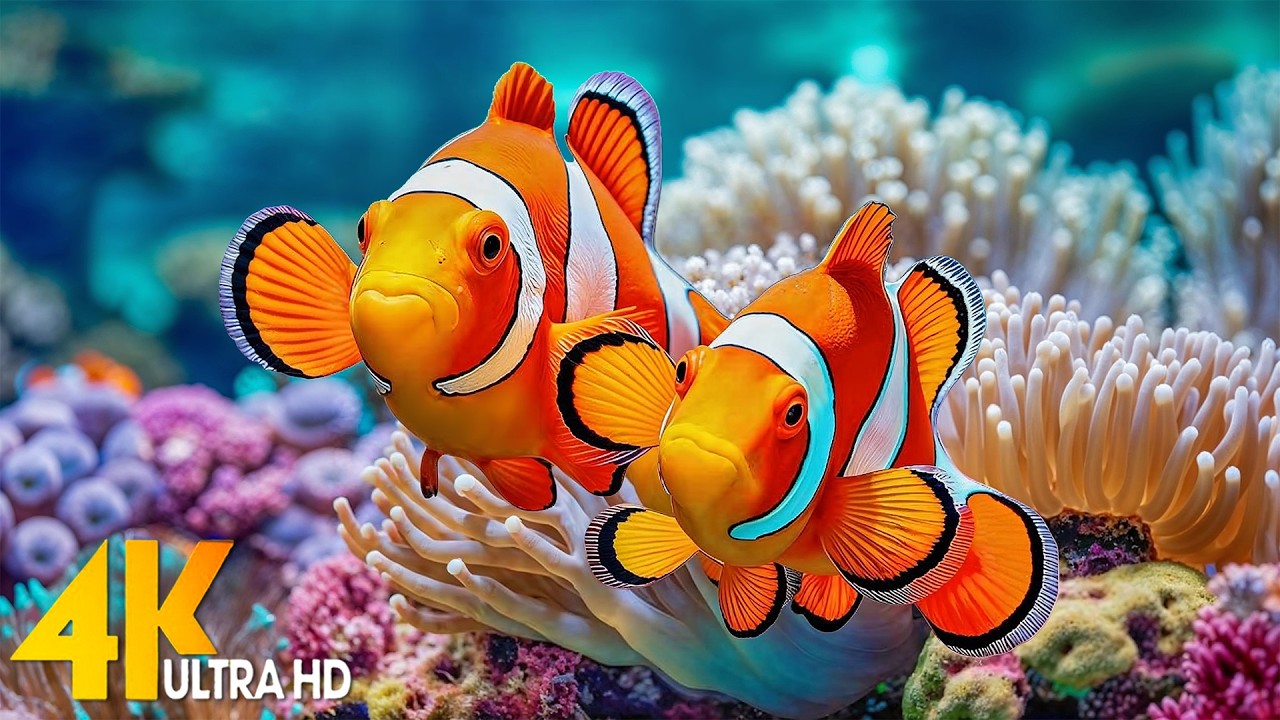 Aquarium 4K VIDEO (ULTRA HD) - Beautiful Coral Reef Fish & Jellyfish - Soothing Music for Sleep #2