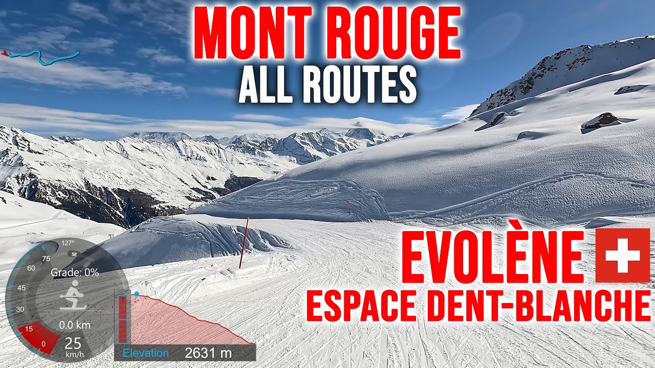 [4K] Skiing Evol&egrave;ne, Mont Rouge - Traversing All Routes, Val d'H&eacute;rens Switzerland, GoPro HERO13
